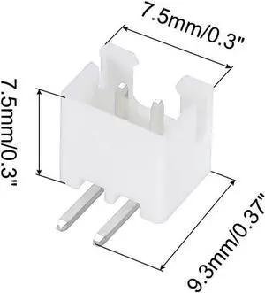 2.54mm Connector 2 Pin Male Adapter Right Angle Pin Header White Socket for Wire to Board Connection, 50 Pack
