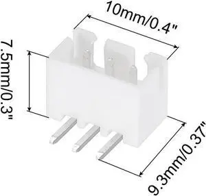 2.54mm Connector 3 Pin Male Adapter Right Angle Pin Header White Socket for Wire to Board Connection, 50 Pack