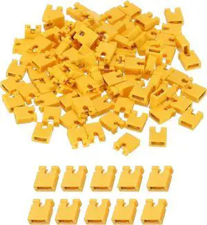 100pcs 2.54mm Standard Circuit Board Shunts Short Circuit Connection Pin Blocks for Arduino Raspberry Pi PCB PC (Yellow)