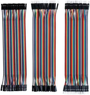 120pcs Multicolored Dupont Wire 40pin Male to Female, 40pin Male to Male, 40pin Female to Female Breadboard Jumper Ribbon Cables Kit Compatible with Arduino Projects