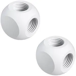 2 Pack G1/4" Thread, 3-Way Ball Fitting Extender or Connector for The Computer Water Cooling System, Durable Brass/Copper Material, White 2 Pack G1/4" Thread, 3-Way Ball Fitting Extender or Connector for The Computer Water Cooling System, Durable Brass/Copper Material, White