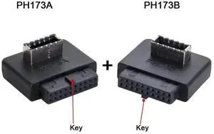 2pcs USB 3.1 Front Panel Socket Key-A Type-E to USB 3.0 20Pin Header Male Extension Adapter for Motherboard