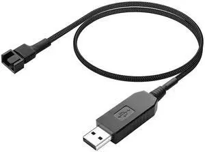 12V Step-Up USB to 4PIN Fan Cable,USB Male to 3-Pin / 4-Pin PWM Fan Braided Power Adapter Cable for PC Cooling Fans(0.5M)