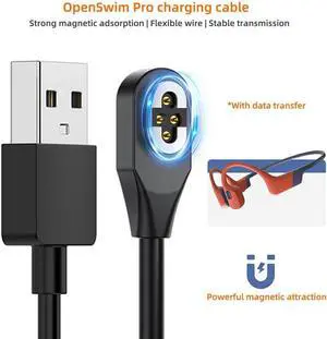 SHOKZ OpenSwim Pro Charger (S710) + Type-C Adapter with 4 Pin Magnetic Charger Cord for SHOKZ Bone Conduction Headphones, 5V1A Fast Charging Data Cord