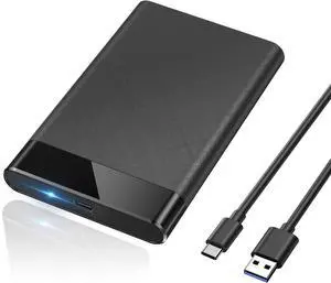 2.5'' External Hard Drive Enclosure, 6Gbps USB C 3.1 Gen 2 to SATA III Tool-Free External Hard Drive Case for 7mm/9.5mm 2.5 inch SSD HDD with UASP, Compatible with WD Toshiba Samsung PS4 Xbox