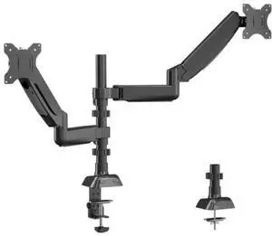 WISDUM Arm Pneumatic Monitor Mount - VESA Compatible, 360° Rotation, for 13"-32" Displays, 2 - 9KG Load Black Dual Monitor Desk Mount Adjustable Stand, Fits Screens up to 32"