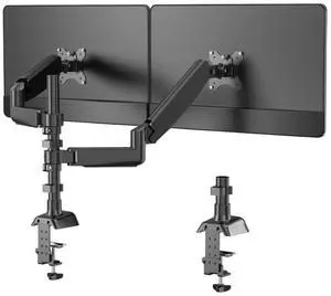 WISDUM Ergonomic Dual Arm Monitor Mount - Full Articulating Desk Stand for 17" to 27" Screens, VESA 100x100/75x75, Max Load 9kg