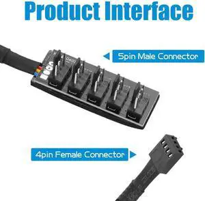 WISDUM Fan Hub Splitter 2 Pack 1 to 5 Way 4Pin Computer CPU Case Fan Splitter Extension Cord for ATX Computer Case 4-Pin and 3-Pin Cooling Fans WISDUM Fan Hub Splitter 2 Pack 1 to 5 Way 4Pin Computer CPU Case Fan Splitter Extension Cord for ATX Computer Case 4-Pin and 3-Pin Cooling Fans