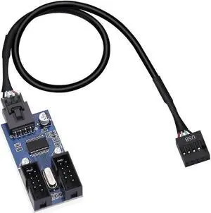 WISDUM 9 Pin 2 in 1 Internal USB Splitter Cable, 9 pin USB Header Male 1 to 2 Female Extension Connector Adapter, USB 2.0 HUB Connector Port Multiplier PWM Fan Splitter Cable (30cm/0.98ft) WISDUM 9 Pin 2 in 1 Internal USB Splitter Cable, 9 pin USB Header Male 1 to 2 Female Extension Connector Adapter, USB 2.0 HUB Connector Port Multiplier PWM Fan Splitter Cable (30cm/0.98ft)