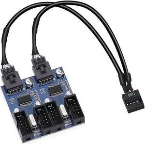 WISDUM 4 in 1 Internal USB Splitter Cable, Electop 9 pin USB Header Male 1 to 4 Female Extension Connector Adapter, USB 2.0 HUB Connector Port Multiplier PWM Fan Splitter Cable (30cm/0.98ft) WISDUM 4 in 1 Internal USB Splitter Cable, Electop 9 pin USB Header Male 1 to 4 Female Extension Connector Adapter, USB 2.0 HUB Connector Port Multiplier PWM Fan Splitter Cable (30cm/0.98ft)