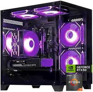 AOACE Gaming PC Desktop AMD Ryzen 7 5700X,RTX 5060 8G  32GB RAM and 1TB NVMe M.2 SSD, WiFi6E, ARGB Fan, Game Design Office console,Sea View Room Windows 11