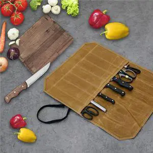 7 - Slot Canvas Knife Roll Wear - Resistant, Portable, Perfect for Chef Tools