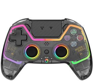 NOVA PRO WGP14V2 CLEAR Wireless/Wired Game Controller, 4 Lighting Effects, 22 Buttons, Highly Sensitive Touchpad, Ultra-Precise Hall Effect, PC/Steam/Switch/PS4/Ps3/iOS/MacOs/Android, CLEAR Black