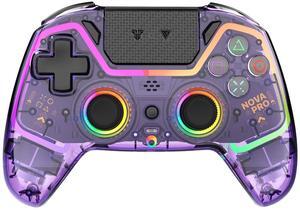NOVA PRO WGP14V2 CLEAR Wireless/Wired Game Controller, 4 Lighting Effects, 22 Buttons, Highly Sensitive Touchpad, Ultra-Precise Hall Effect, Support PC/Steam/Switch/PS4/Ps3/iOS/MacOs/Android, Purple