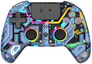 NOVA PRO WGP14V2 CLEAR Wireless/Wired Game Controller, 4 Lighting Effects, 22 Buttons, Highly Sensitive Touchpad, Ultra-Precise Hall Effect, Support PC/Steam/Switch/PS4/Ps3/iOS/MacOs/Android, Blue