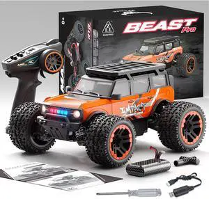 DUCI SG201PRO Remote Control Car, Bull Head Wild Horse High-Speed Car, Full Scale 1:20, Speed 40 km/h, 40-Minute Battery Life, Off-Road Racing, LED Lights, Carbon Brush Version, Orange (1 Battery)