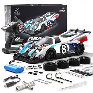 DUCI SG918PRO R/C Car, 4WD with Lights Simulated High Speed Drift Car, Full Scale 1:19, 60km/h, 30 min Battery Life, Demon Angel Eye Headlights, Carbon Brush Version, White (1 Battery)