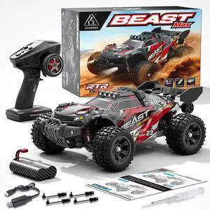 DUCI SG118MAX Remote Control Car, Big Foot Climbing High Speed Off-Road Buggy, Full Scale 1:20, 50km/h, 17 Minutes Battery Life, LED Front White Lights, Brushless Version, Red (3 Battery)