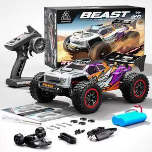 DUCI SG316PRO R/C car, high speed competitive 4WD big foot climbing R/C model car, full scale 1:16, 40km/h, 30 minutes battery life, LED light, carbon brush version, Orange (1 battery)