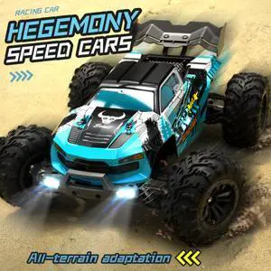 DUCI SG116max RC Car, Bigfoot Amphibious 4WD RC Model Vehicle, Full Scale 1:16, 80km/h, 40 Minutes Battery Life, High Speed Off-Road Climber, LED Lights, Brushless Version, Blue (2 battery)