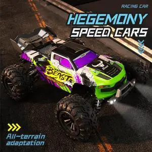DUCI SG116PRO Remote Control Vehicle, Bigfoot Amphibious 4WD Model Car, Full Scale 1:16, 40km/h, 30min Battery Life, Off-road Climbing Vehicle, LED Lights, Carbon Brush Version, Green(1 Battery)