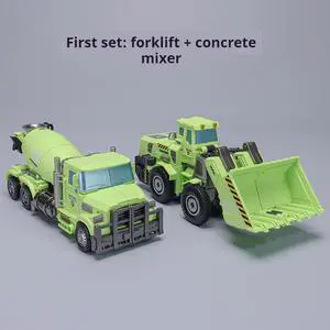 DUCI GIANTLEGION Transformer Toys, Mechanical Invasion, Giant Legion Heavy Duty Builder, 3 Transformations in 1, ABS Material, LED Magnetic Headlight, Shovel+Mixer, 1 Set, Green