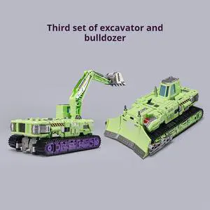 DUCI GIANTLEGION Transformer Toys, Mechanical Invasion, Giant Legion Heavy Duty Builder, Triple Transformer, ABS Material, LED Magnetic Headlight, Hooker + Bulldozer, 1 Set, Green
