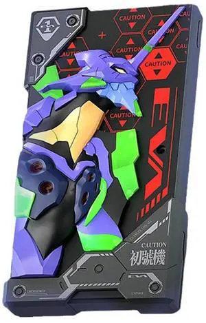 DUCI New Evangelion 10000mAh Smart Bi-Directional Fast Charger, 5-in-1 Jigsaw Rechargeable Battery, Compatible with Android and iOS and Other Devices, 22.5W Fast Charging Adapter, Black & Purple
