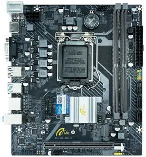 ASL H311D4-S M-ATX Motherboard - Supports 6-9th Gen LGA1151, 2×DDR4 16GB, HDMI+VGA, 3×SATA3 + M.2, Gigabit LAN