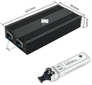 IOCREST DTB3F21 Network Card+1 Optical Module (SFP+ 10G SR 850nm 300M), Transfer Speed 10Gbps, 2×SFP+ Ports, Compatible with USB4.0/Thunderbolt 3, 4 Interface Computers, Supports Mac, Windows, Linux