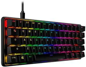HyperX Alloy Origins 65 Mechanical Gaming Keyboard (Red Linear Fire Switches) - 65% Compact Layout, RGB Backlit, PBT Keycaps, Aircraft-Grade Aluminum Frame, Detachable USB-C Cable
