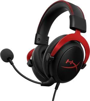 HyperX Cloud II RD-Wired Gaming Headset, 7.1 Surround Sound, Memory Foam Ear Pads, Durable Aluminum Frame, Detachable Microphone, Works with PC, PS5, PS4, Xbox Series X|S, Xbox One  Black Red