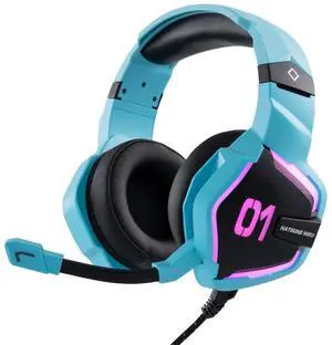 MIKU Hatsune Miku Esports Heart Headset, Wired Over-Ear Gaming Headset, 7.1 Virtual Surround Sound + 50mm Drivers, Single USB Port, Omnidirectional Microphone, Adjustable Headband, Comfortable to wear