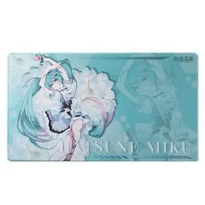Moeyu Hatsune MIKU 39 Theme Flower Whisper Extra-Large Desk Mat, 700mm x 400mm x 3mm, Natural Rubber, Non-Slip Bottom, Knitted Hemmed Edges, Durable, Fade-Resistant, Suitable for Gaming and Office Use