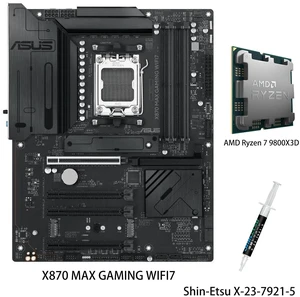 ASUS X870 MAX GAMING WIFI7 Motherboard & AMD Ryzen 7 9800X3D CPU Combo, AM5 ATX, DDR5, three M.2 slots, Realtek 2.5Gb Ethernet, USB 40Gbps,front USB 20Gbps Type-C connector ASUS X870 MAX GAMING WIFI7 Motherboard & AMD Ryzen 7 9800X3D CPU Combo, AM5 ATX, DDR5, three M.2 slots, Realtek 2.5Gb Ethernet, USB 40Gbps,front USB 20Gbps Type-C connector