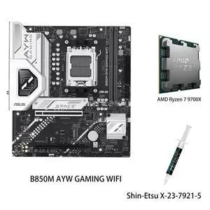 ASUS B850M AYW GAMING WIFI Motherboard & AMD Ryzen 7 9700X CPU Combo, AMD B850 micro-ATXmotherboard AM5, DDR5, PCle 5.0Ready, Wi-Fi 6,Realtek 2.5Gb Ethernet ASUS B850M AYW GAMING WIFI Motherboard & AMD Ryzen 7 9700X CPU Combo, AMD B850 micro-ATXmotherboard AM5, DDR5, PCle 5.0Ready, Wi-Fi 6,Realtek 2.5Gb Ethernet