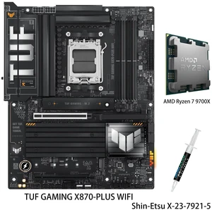 ASUS TUF GAMING X870-PLUS WIFI AM5 ATX Motherboard & AMD Ryzen 7 9700X CPU Combo , 16+2+1, 80A SPS power, DDR5, PCIe 5.0 Ready , four M.2 slots, WiFi 7, 2.5Gb LAN, USB4 40Gbps, SATA 6 Gbps ASUS TUF GAMING X870-PLUS WIFI AM5 ATX Motherboard & AMD Ryzen 7 9700X CPU Combo , 16+2+1, 80A SPS power, DDR5, PCIe 5.0 Ready , four M.2 slots, WiFi 7, 2.5Gb LAN, USB4 40Gbps, SATA 6 Gbps