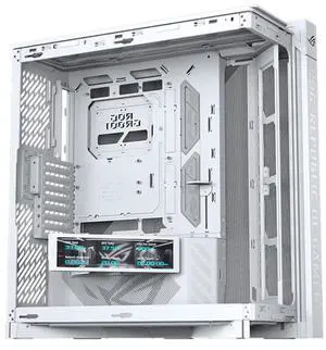 ASUS ROG Cronox GR801 Direct Luxury Edition Mid-Tower Case, Supports E-ATX and BTF motherboards, Brushed aluminum frame, Supports 14 120mm fans, 10 preset lighting effects, White ASUS ROG Cronox GR801 Direct Luxury Edition Mid-Tower Case, Supports E-ATX and BTF motherboards, Brushed aluminum frame, Supports 14 120mm fans, 10 preset lighting effects, White