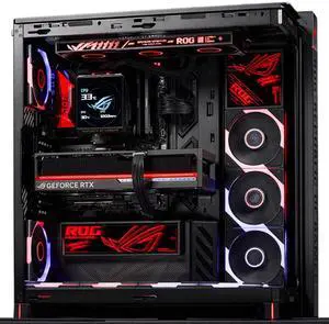 ASUS ROG Cronox GR801 standard mid-tower case, Featuring a brushed aluminum frame, Support for E-ATX and BTF motherboards, Compatibility with up to 14 120mm fans, 10 preset lighting effects, Black ASUS ROG Cronox GR801 standard mid-tower case, Featuring a brushed aluminum frame, Support for E-ATX and BTF motherboards, Compatibility with up to 14 120mm fans, 10 preset lighting effects, Black