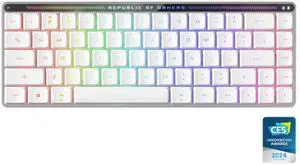 ASUS ROG Falchion RX LP Wireless Tri-Mode Gaming Mechanical Keyboard, RGB lighting, 68 keys, 570-hour battery life, Ideal for gaming and office work, Compatible with Windows and Mac, White, Red Switch ASUS ROG Falchion RX LP Wireless Tri-Mode Gaming Mechanical Keyboard, RGB lighting, 68 keys, 570-hour battery life, Ideal for gaming and office work, Compatible with Windows and Mac, White, Red Switch