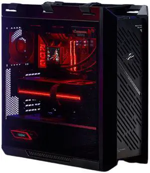 ASUS ROG GX601S Mid-Tower Gaming Case, Supports EATX motherboards, Aluminum alloy grille design, Dual tempered glass side panels, 3D noise-reducing filter, ARGB lighting, Black ASUS ROG GX601S Mid-Tower Gaming Case, Supports EATX motherboards, Aluminum alloy grille design, Dual tempered glass side panels, 3D noise-reducing filter, ARGB lighting, Black