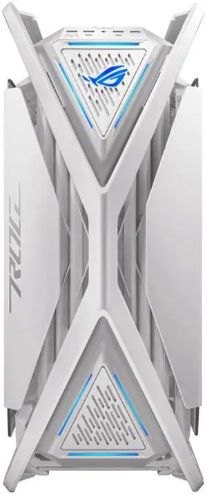 ASUS ROG GR701 full-tower case, Compatible with ATX and EATX motherboards, Featuring an aluminum alloy X-shaped frame, Pre-installed with four 140 mm fans, Supporting AURA SYNC lighting effects,White ASUS ROG GR701 full-tower case, Compatible with ATX and EATX motherboards, Featuring an aluminum alloy X-shaped frame, Pre-installed with four 140 mm fans, Supporting AURA SYNC lighting effects,White