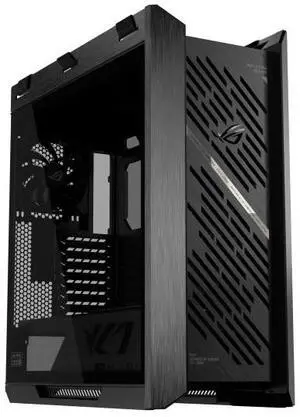 ASUS ROG GX601S Mid-Tower Gaming Case, supports EATX motherboards, Aluminum alloy grille design, Dual tempered glass side panels, Four 140 x 28mm high-performance fans, ARGB lighting, Black ASUS ROG GX601S Mid-Tower Gaming Case, supports EATX motherboards, Aluminum alloy grille design, Dual tempered glass side panels, Four 140 x 28mm high-performance fans, ARGB lighting, Black
