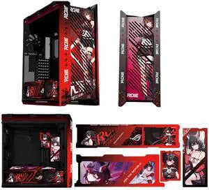 ASUS ROG GX601S RO Ji Custom Mid-Tower Case, Supports EATX motherboards, Aluminum alloy grille design, dual-sided tempered glass, Four 140 x 28mm high-performance fans, ARGB lighting, Red ASUS ROG GX601S RO Ji Custom Mid-Tower Case, Supports EATX motherboards, Aluminum alloy grille design, dual-sided tempered glass, Four 140 x 28mm high-performance fans, ARGB lighting, Red