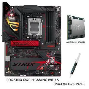 ASUS ROG STRIX X870-H GAMING WIFI7 S motherboard & AMD Ryzen 5 9600X CPU Combo, RO HIME EDITION, AM5 X870 ATX ,16+2+1 80A power stages,DDR5,PCIe 5.0 x16, 4x M.2 ,2.5Gb LAN,2xUSB4, BIOS FlashBack ASUS ROG STRIX X870-H GAMING WIFI7 S motherboard & AMD Ryzen 5 9600X CPU Combo, RO HIME EDITION, AM5 X870 ATX ,16+2+1 80A power stages,DDR5,PCIe 5.0 x16, 4x M.2 ,2.5Gb LAN,2xUSB4, BIOS FlashBack