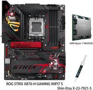 ASUS ROG STRIX X870-H GAMING WIFI7 S motherboard & AMD Ryzen 7 9850X3D CPU Combo, RO HIME EDITION, AM5 X870 ATX ,16+2+1 80A power stages,DDR5,PCIe 5.0 x16, 4x M.2 ,2.5Gb LAN,2xUSB4, BIOS FlashBack ASUS ROG STRIX X870-H GAMING WIFI7 S motherboard & AMD Ryzen 7 9850X3D CPU Combo, RO HIME EDITION, AM5 X870 ATX ,16+2+1 80A power stages,DDR5,PCIe 5.0 x16, 4x M.2 ,2.5Gb LAN,2xUSB4, BIOS FlashBack