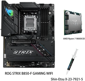 ASUS ROG STRIX B850-F GAMING WIFI motherboard & AMD Ryzen 7 9800X3D CPU Combo, AM5 B850-F ATX 16+2+2 power stages, AI PC, DDR5 AEMP, WiFi 7, 4x M.2, PCIe 5.0, total support of 19 USB, 20Gbps Type-C, ASUS ROG STRIX B850-F GAMING WIFI motherboard & AMD Ryzen 7 9800X3D CPU Combo, AM5 B850-F ATX 16+2+2 power stages, AI PC, DDR5 AEMP, WiFi 7, 4x M.2, PCIe 5.0, total support of 19 USB, 20Gbps Type-C,