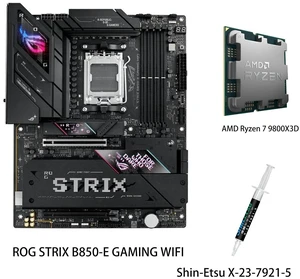 ASUS ROG Strix B850-E Gaming WiFi Motherboard & AMD Ryzen 7 9800X3D CPU Combo, AM5 B850 ATX 16+2+2 Stages, Dynamic OC, Core Flex,DDR5 w/AEMP, WiFi 7, 5X M.2, 5G LAN, PCIe 5.0,USB4, USB 20Gbps Type-C, ASUS ROG Strix B850-E Gaming WiFi Motherboard & AMD Ryzen 7 9800X3D CPU Combo, AM5 B850 ATX 16+2+2 Stages, Dynamic OC, Core Flex,DDR5 w/AEMP, WiFi 7, 5X M.2, 5G LAN, PCIe 5.0,USB4, USB 20Gbps Type-C,