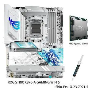 ASUS ROG STRIX X870-A GAMING WIFI S motherboard & AMD Ryzen 7 9700X CPU Combo, AMD AM5 X870 ATX motherboard 16+2+2 power stages, DDR5 AEMP, WiFi 7, 4x M.2, PCIe 5.0, USB4 ASUS ROG STRIX X870-A GAMING WIFI S motherboard & AMD Ryzen 7 9700X CPU Combo, AMD AM5 X870 ATX motherboard 16+2+2 power stages, DDR5 AEMP, WiFi 7, 4x M.2, PCIe 5.0, USB4