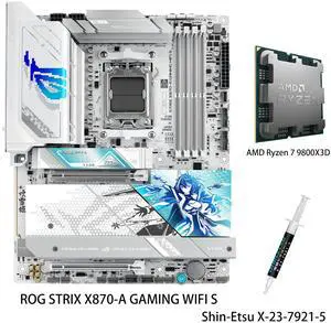 ASUS ROG STRIX X870-A GAMING WIFI S motherboard & AMD Ryzen 7 9800X3D CPU Combo, AMD AM5 X870 ATX motherboard 16+2+2 power stages, DDR5 AEMP, WiFi 7, 4x M.2, PCIe 5.0, USB4 ASUS ROG STRIX X870-A GAMING WIFI S motherboard & AMD Ryzen 7 9800X3D CPU Combo, AMD AM5 X870 ATX motherboard 16+2+2 power stages, DDR5 AEMP, WiFi 7, 4x M.2, PCIe 5.0, USB4